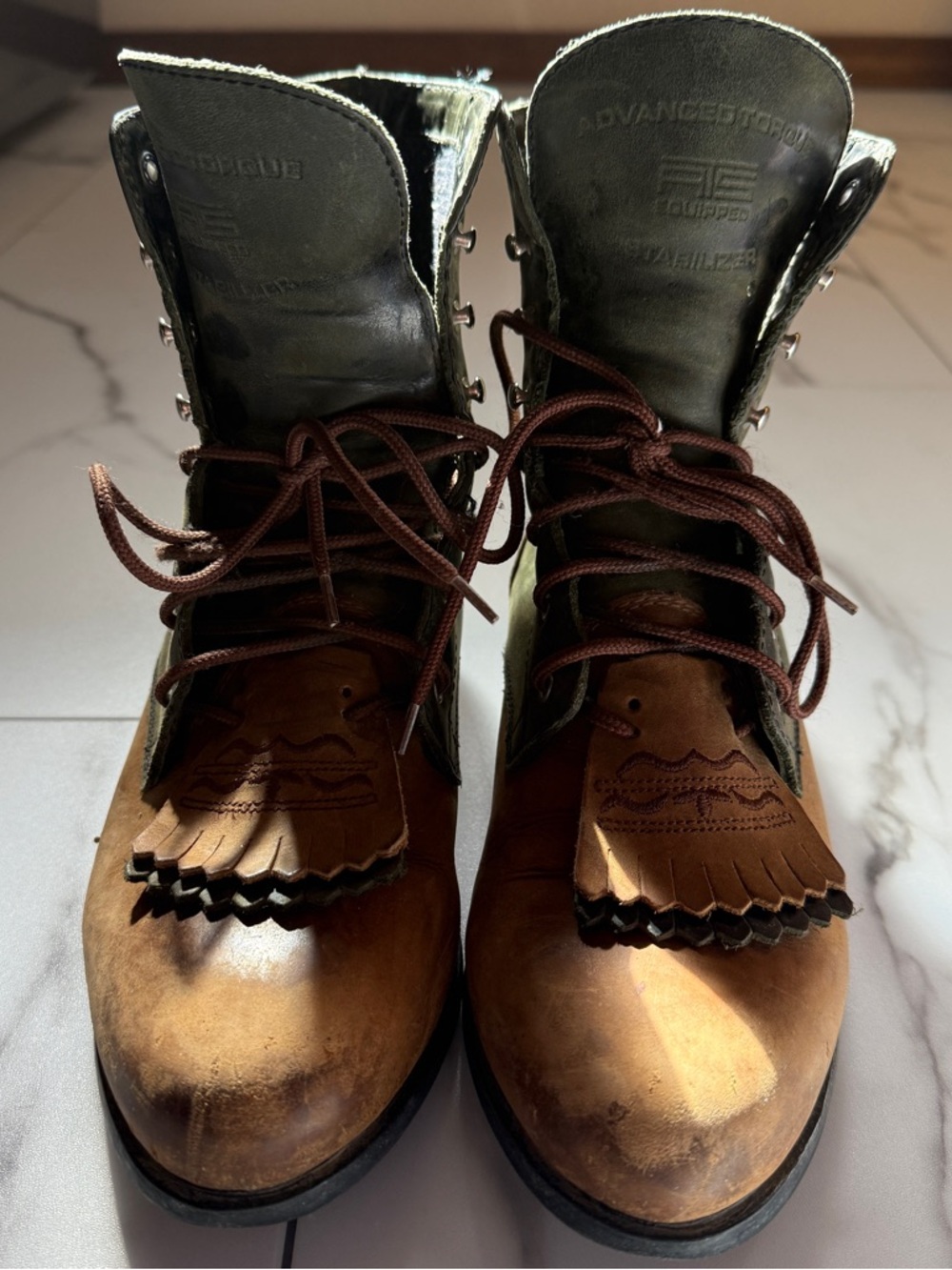 Ariat Brown Leather Lace-Up Kiltie Ankle Boots